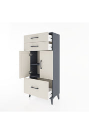 Hyperion Dolap 2 Raflı 3 Çekmeceli 2 Kapaklı 60x44x134 Antrasit-Aytaşı