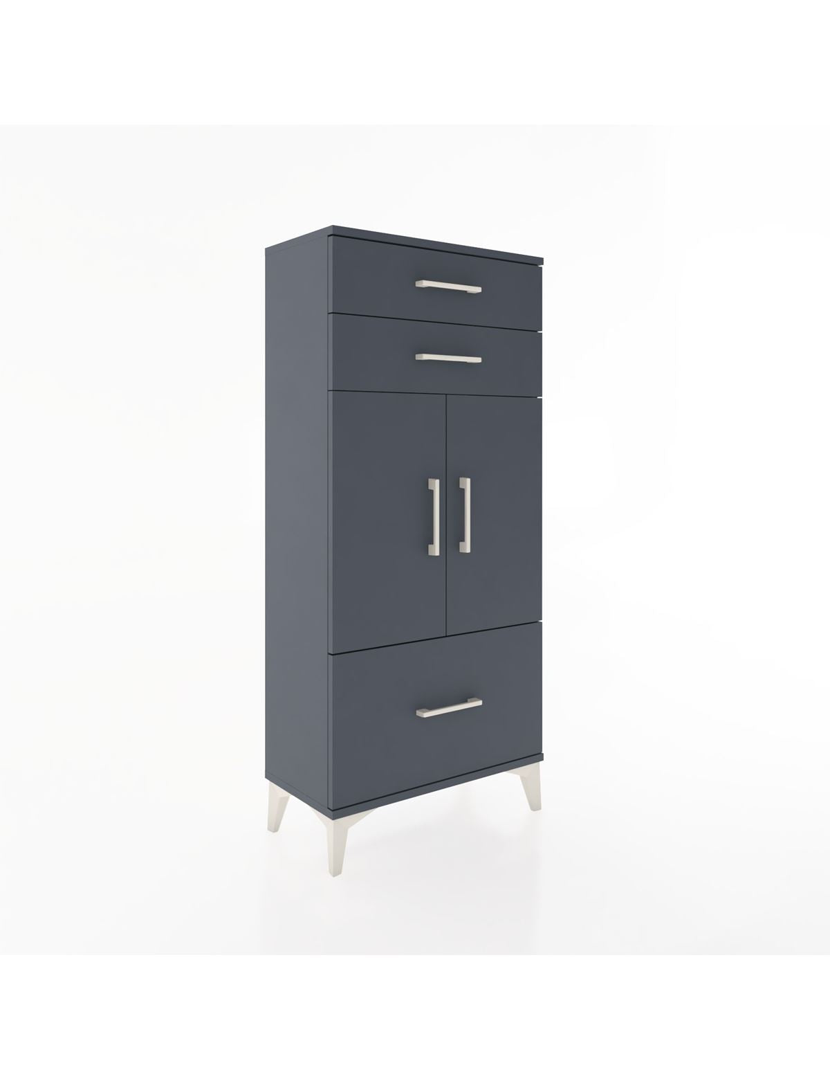 Hyperion Dolap 2 Raflı 3 Çekmeceli 2 Kapaklı 60x44x134 Antrasit-Antrasit