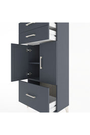 Hyperion Dolap 2 Raflı 3 Çekmeceli 2 Kapaklı 60x44x134 Antrasit-Antrasit