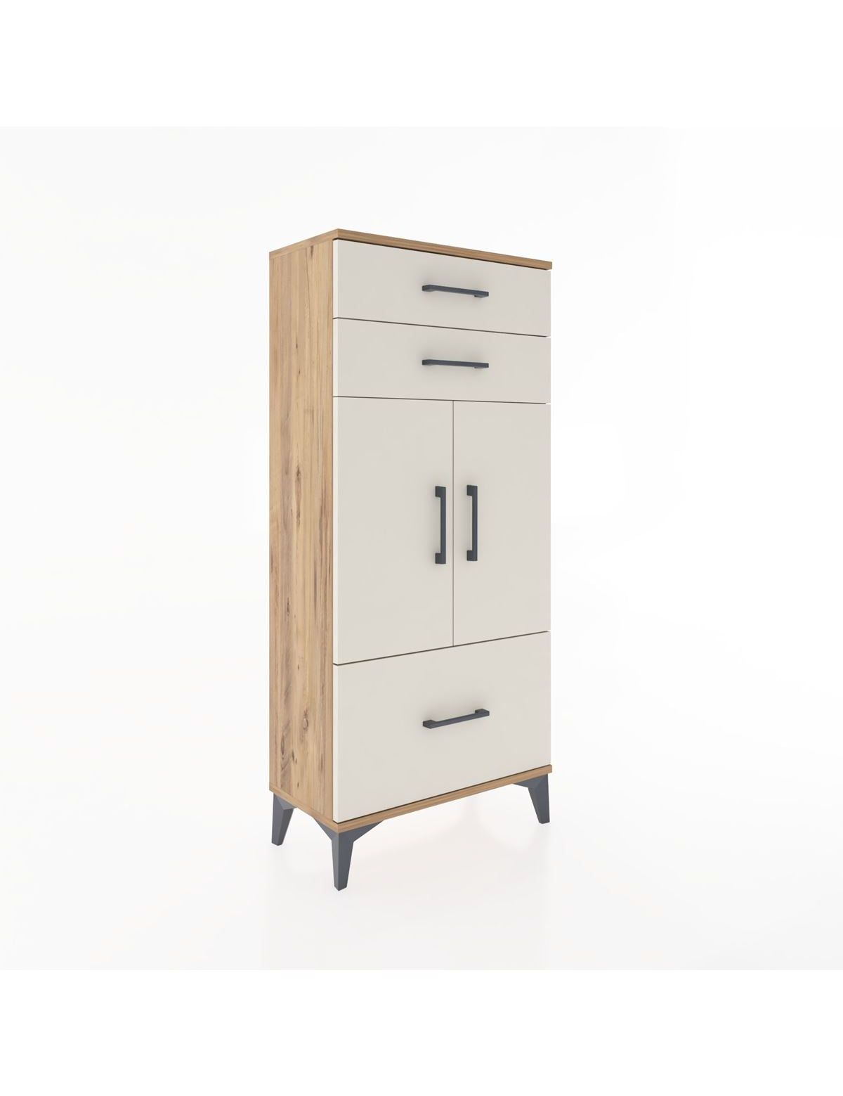 Hyperion Dolap 2 Raflı 3 Çekmeceli 2 Kapaklı 60x44x134 Çam-Aytaşı