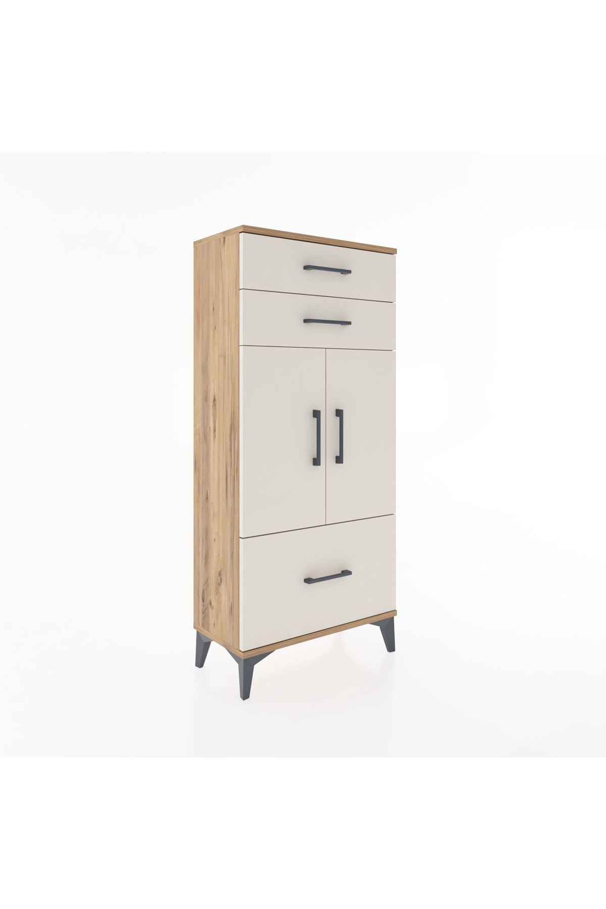 Hyperion Dolap 2 Raflı 3 Çekmeceli 2 Kapaklı 60x44x134 Çam-Aytaşı