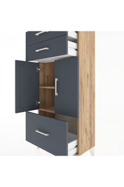 Hyperion Dolap 2 Raflı 3 Çekmeceli 2 Kapaklı 60x44x134 Çam-Antrasit