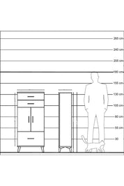 Hyperion Dolap 2 Raflı 3 Çekmeceli 2 Kapaklı 60x44x134 Çam-Antrasit