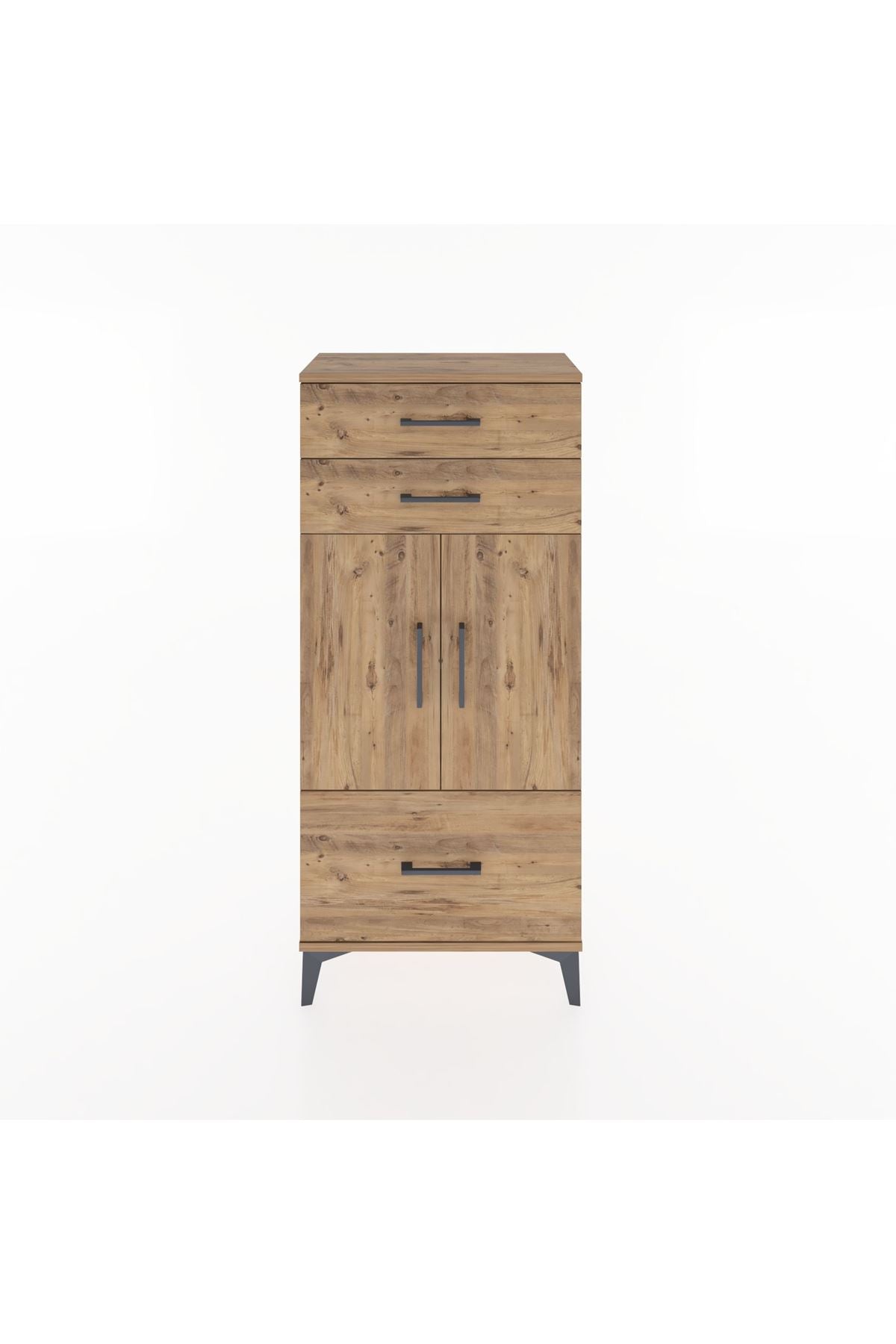 Hyperion Dolap 2 Raflı 3 Çekmeceli 2 Kapaklı 60x44x134 Çam-Çam