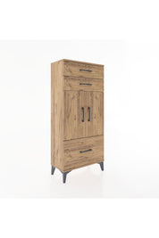 Hyperion Dolap 2 Raflı 3 Çekmeceli 2 Kapaklı 60x44x134 Çam-Çam