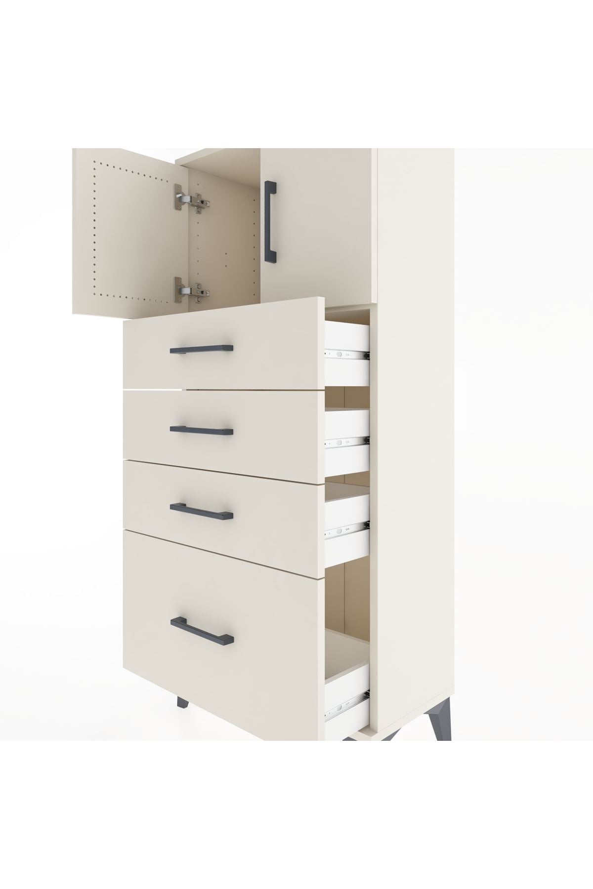 Hyperion Dolap Tek Raflı 4 Çekmeceli 2 Kapaklı 60x44x134 - S50M067V1B