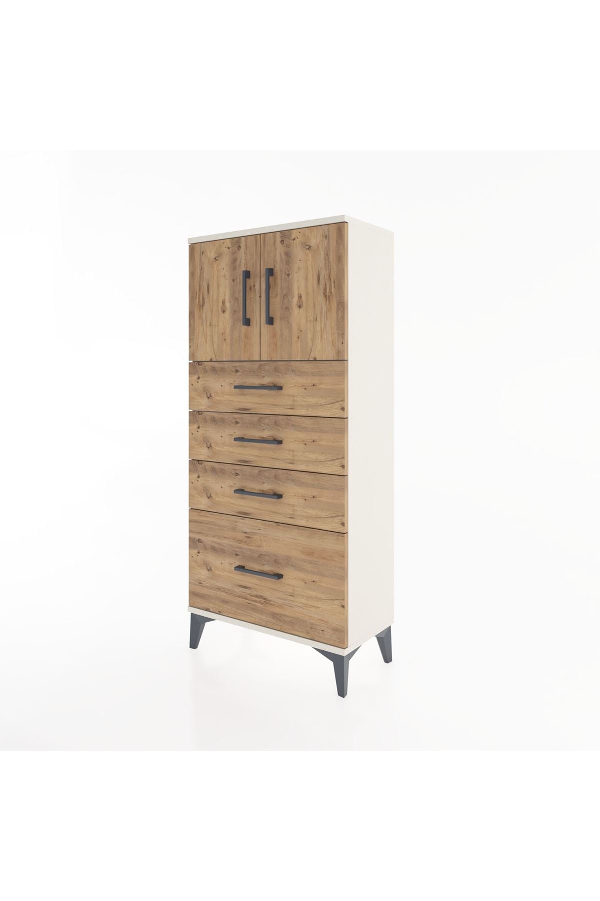 Hyperion Dolap Tek Raflı 4 Çekmeceli 2 Kapaklı 60x44x134 - S50M067V3B