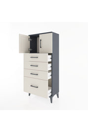 Hyperion Dolap Tek Raflı 4 Çekmeceli 2 Kapaklı 60x44x134 - S50M067V4B