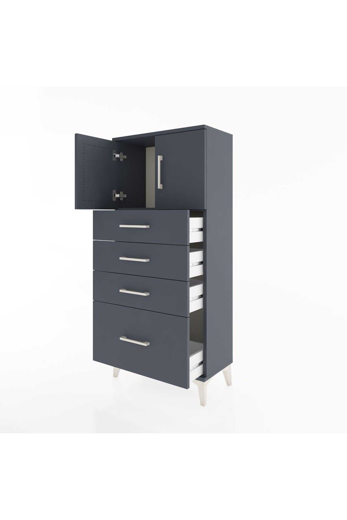 Hyperion Dolap Tek Raflı 4 Çekmeceli 2 Kapaklı 60x44x134 - S50M067V5B