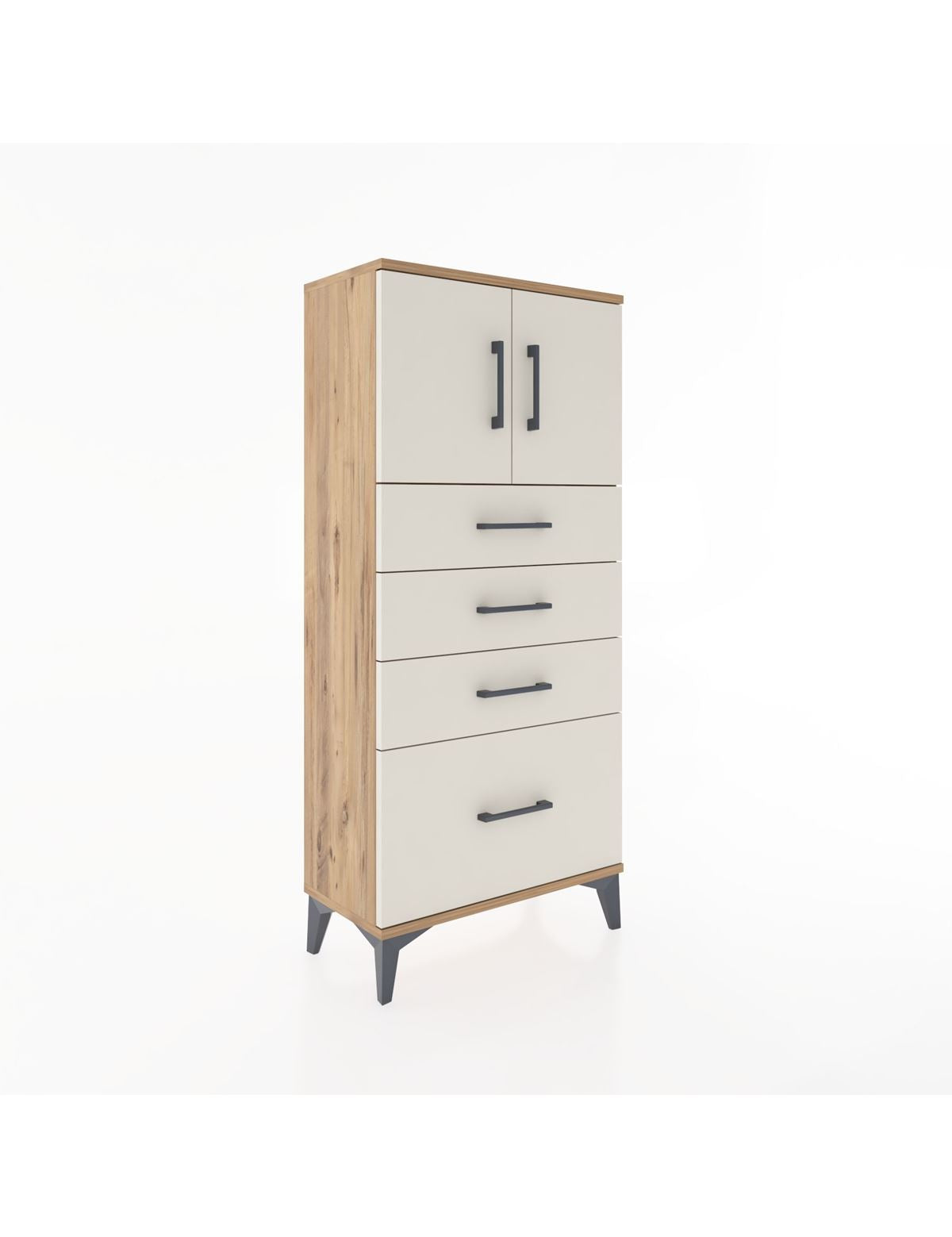 Hyperion Dolap Tek Raflı 4 Çekmeceli 2 Kapaklı 60x44x134 - S50M067V7B