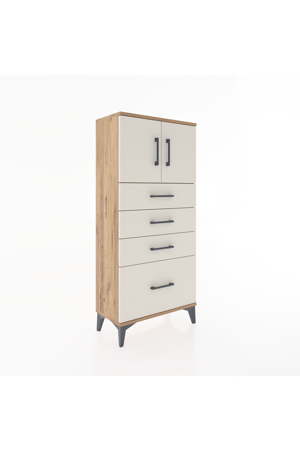 Hyperion Dolap Tek Raflı 4 Çekmeceli 2 Kapaklı 60x44x134 - S50M067V7B
