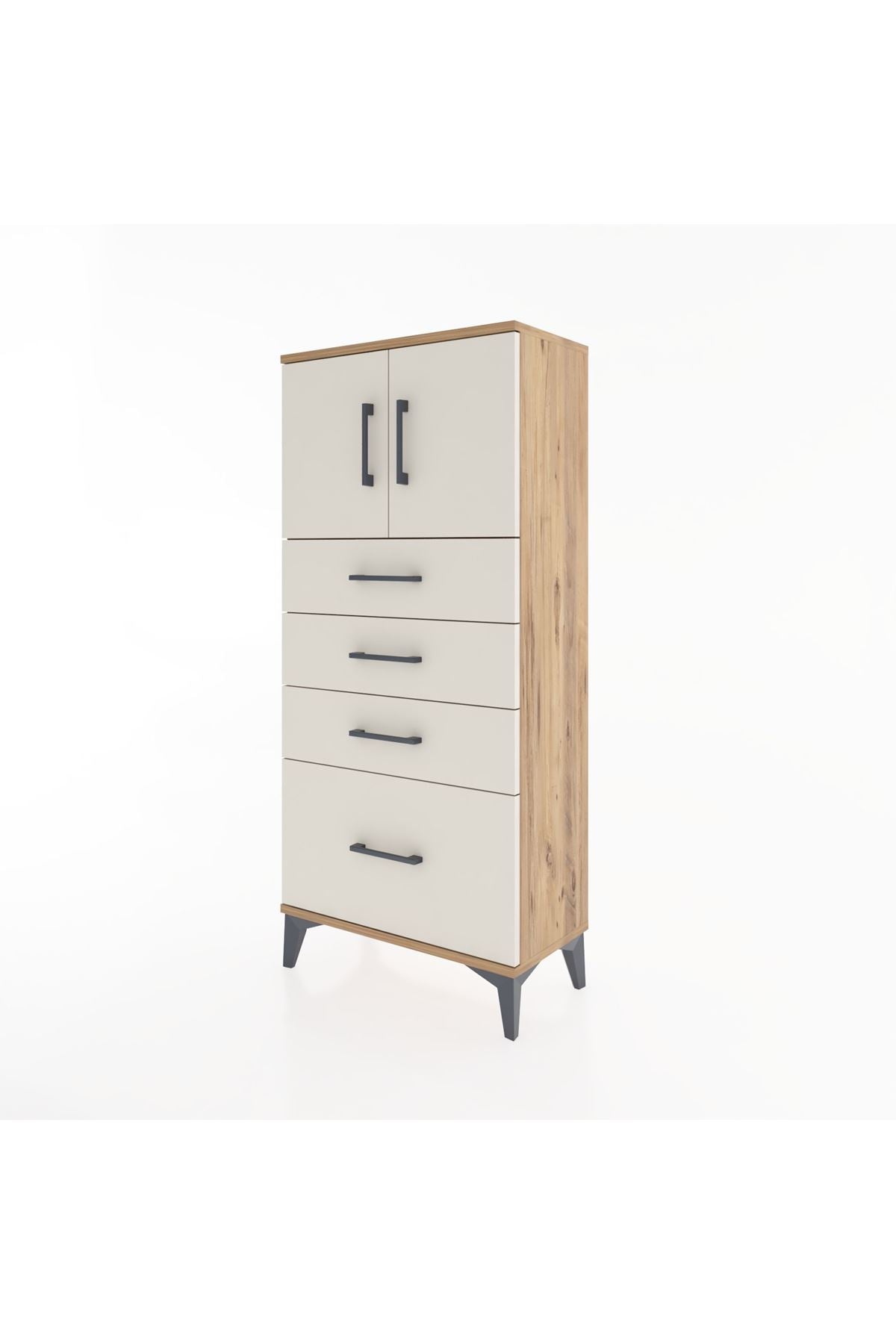 Hyperion Dolap Tek Raflı 4 Çekmeceli 2 Kapaklı 60x44x134 - S50M067V7B
