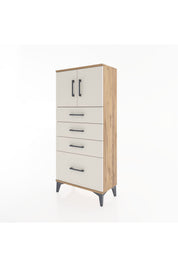 Hyperion Dolap Tek Raflı 4 Çekmeceli 2 Kapaklı 60x44x134 - S50M067V7B