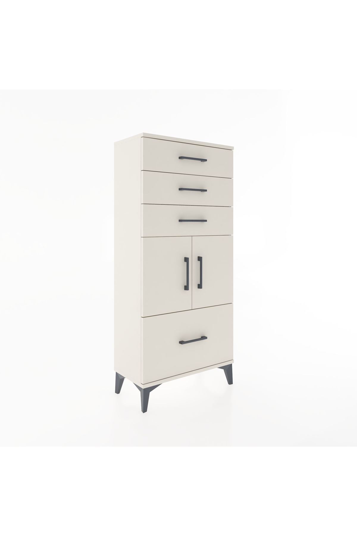 Hyperion Dolap Tek Raflı 4 Çekmeceli 2 Kapaklı 60x44x134 - S50M068V1B
