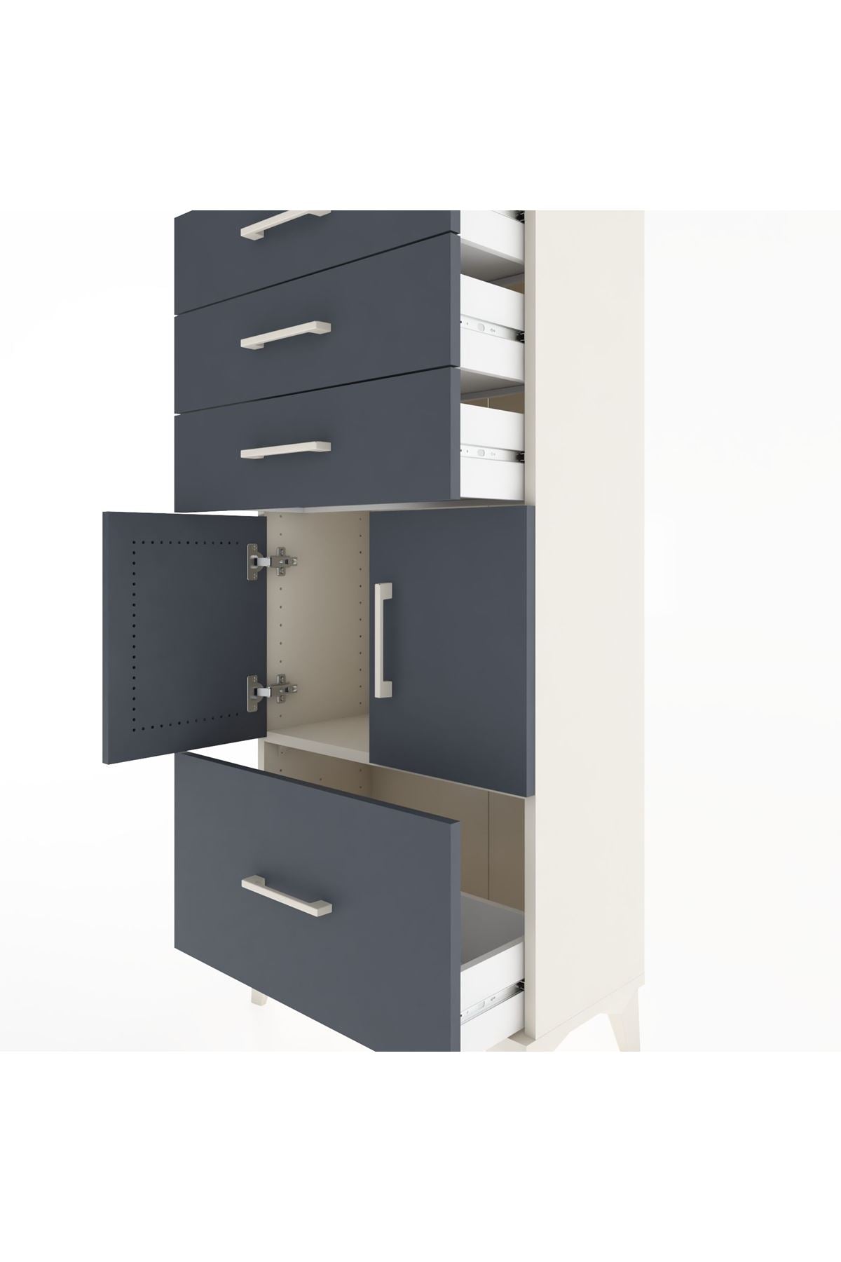 Hyperion Dolap Tek Raflı 4 Çekmeceli 2 Kapaklı 60x44x134 - S50M068V2B