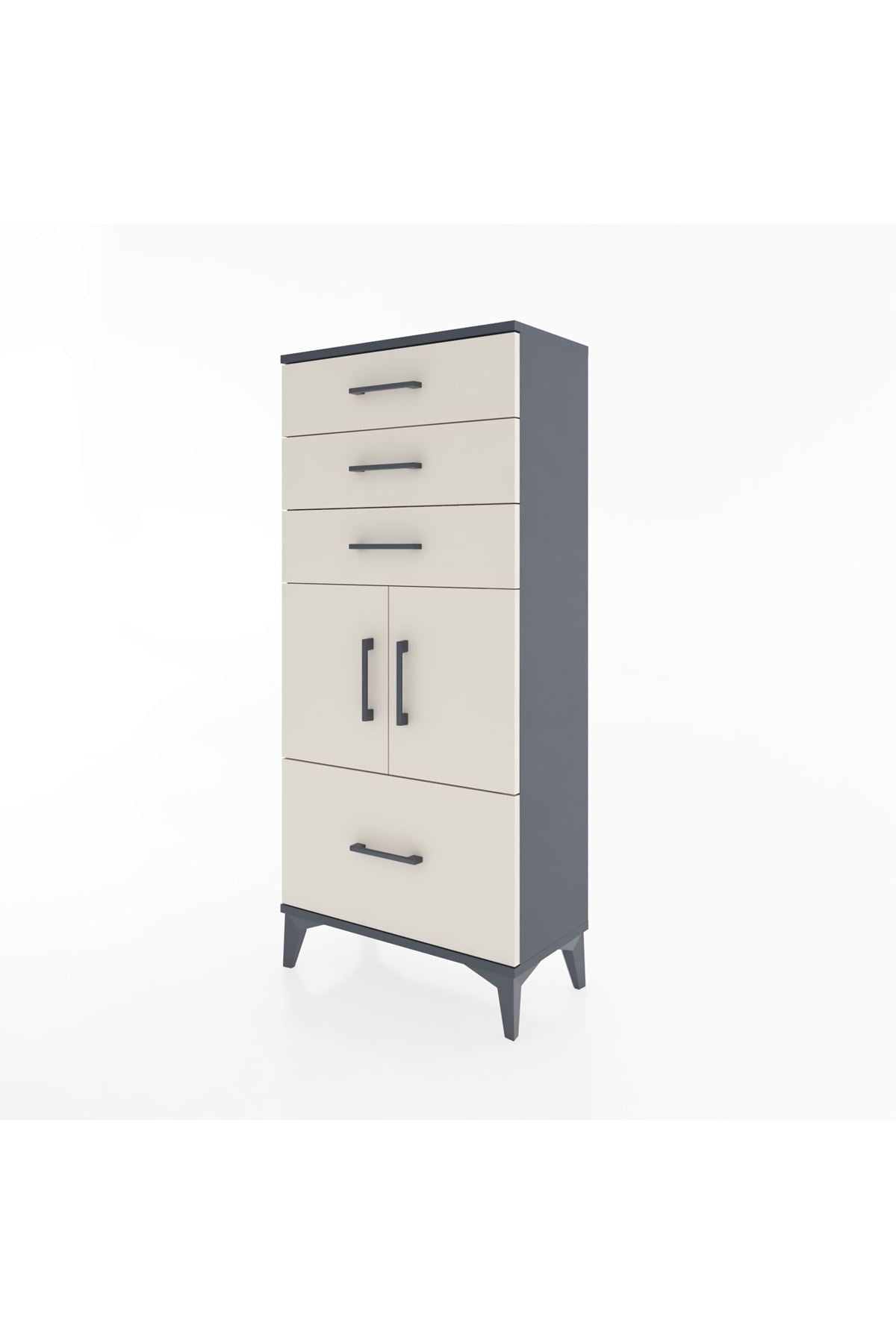Hyperion Dolap Tek Raflı 4 Çekmeceli 2 Kapaklı 60x44x134 - S50M068V4B