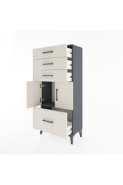 Hyperion Dolap Tek Raflı 4 Çekmeceli 2 Kapaklı 60x44x134 - S50M068V4B