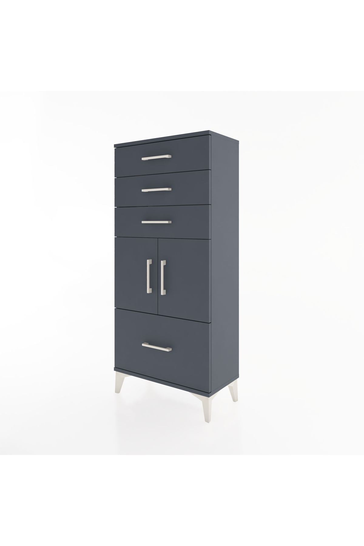 Hyperion Dolap Tek Raflı 4 Çekmeceli 2 Kapaklı 60x44x134 - S50M068V5B