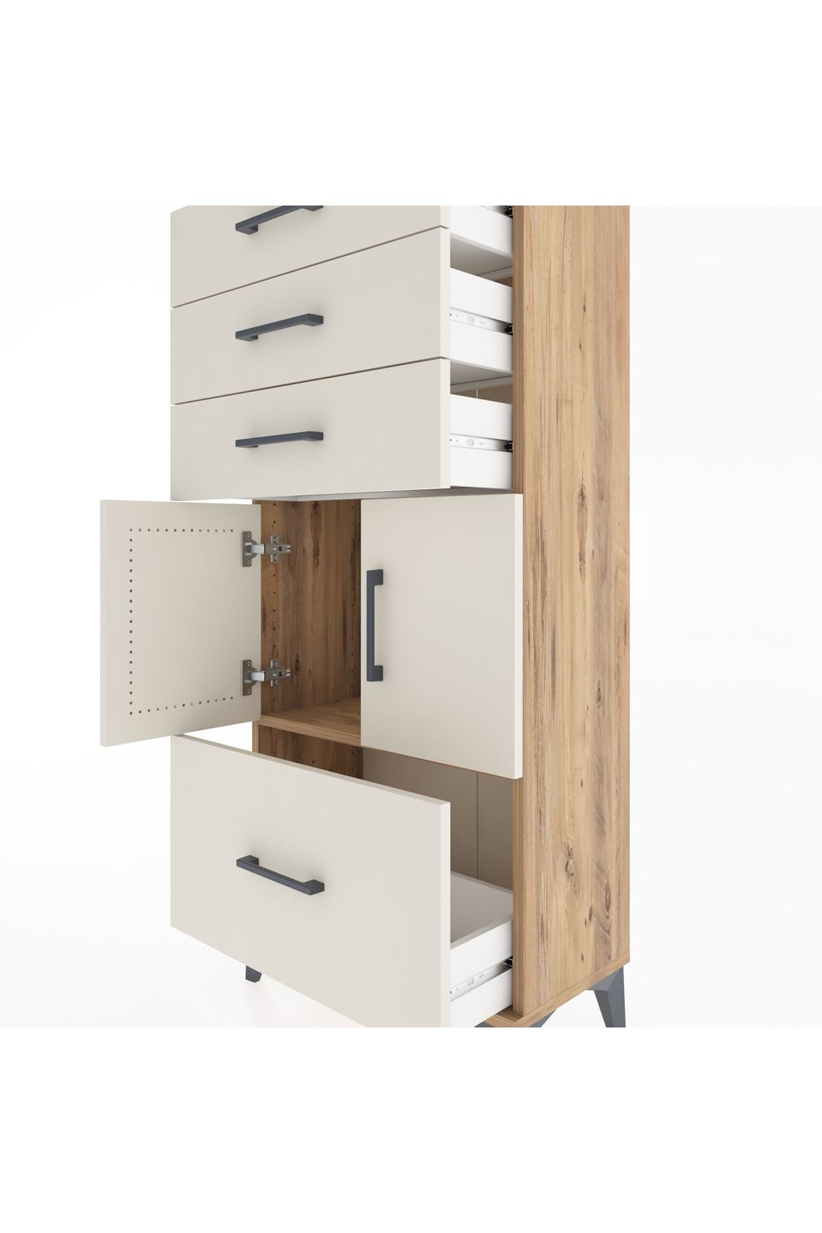 Hyperion Dolap Tek Raflı 4 Çekmeceli 2 Kapaklı 60x44x134 - S50M068V7B