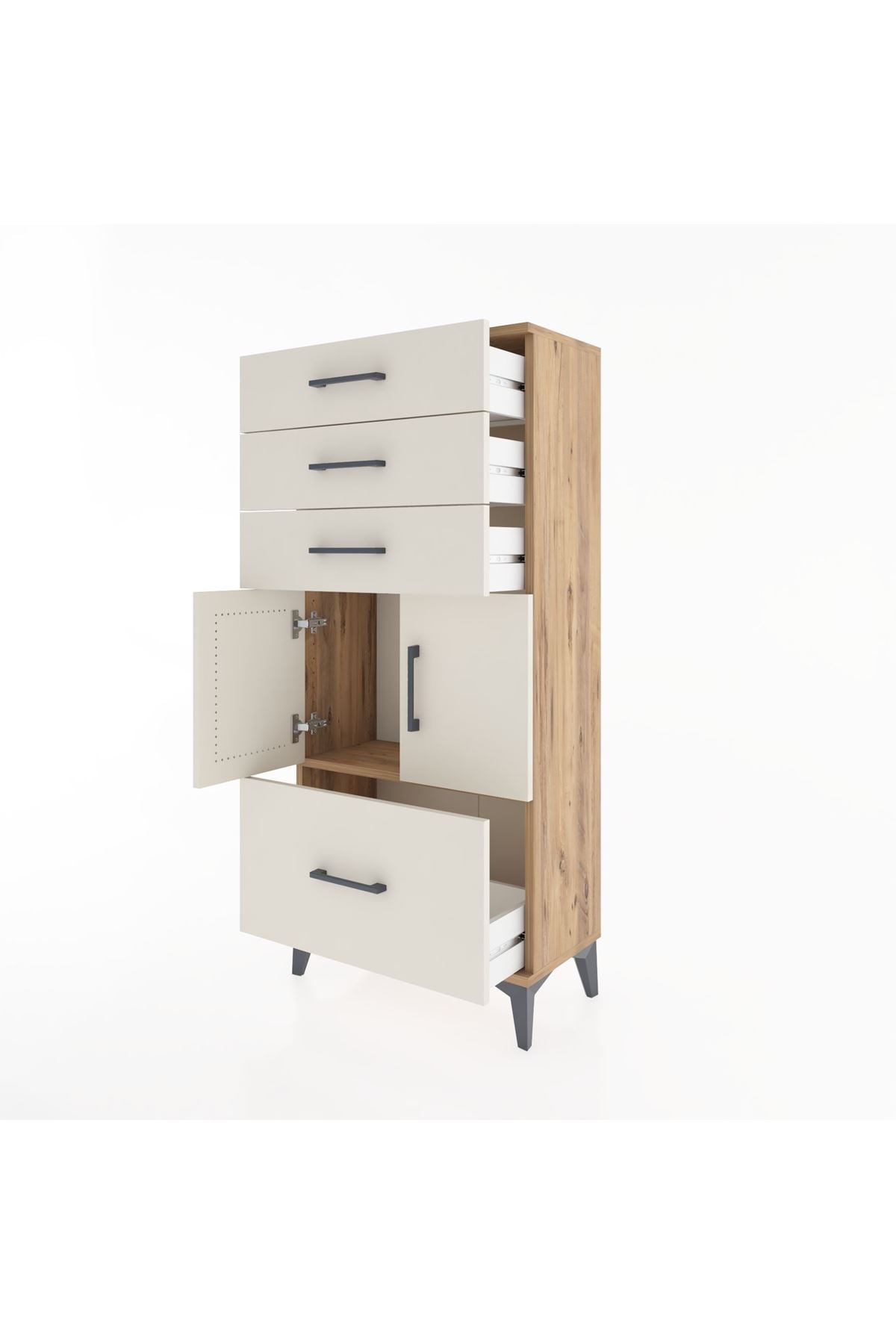 Hyperion Dolap Tek Raflı 4 Çekmeceli 2 Kapaklı 60x44x134 - S50M068V7B