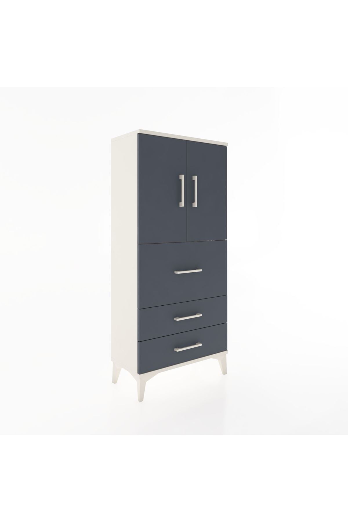 Hyperion Dolap Tek Raflı 3 Çekmeceli 2 Kapaklı 60x44x134 - S50M070V2B