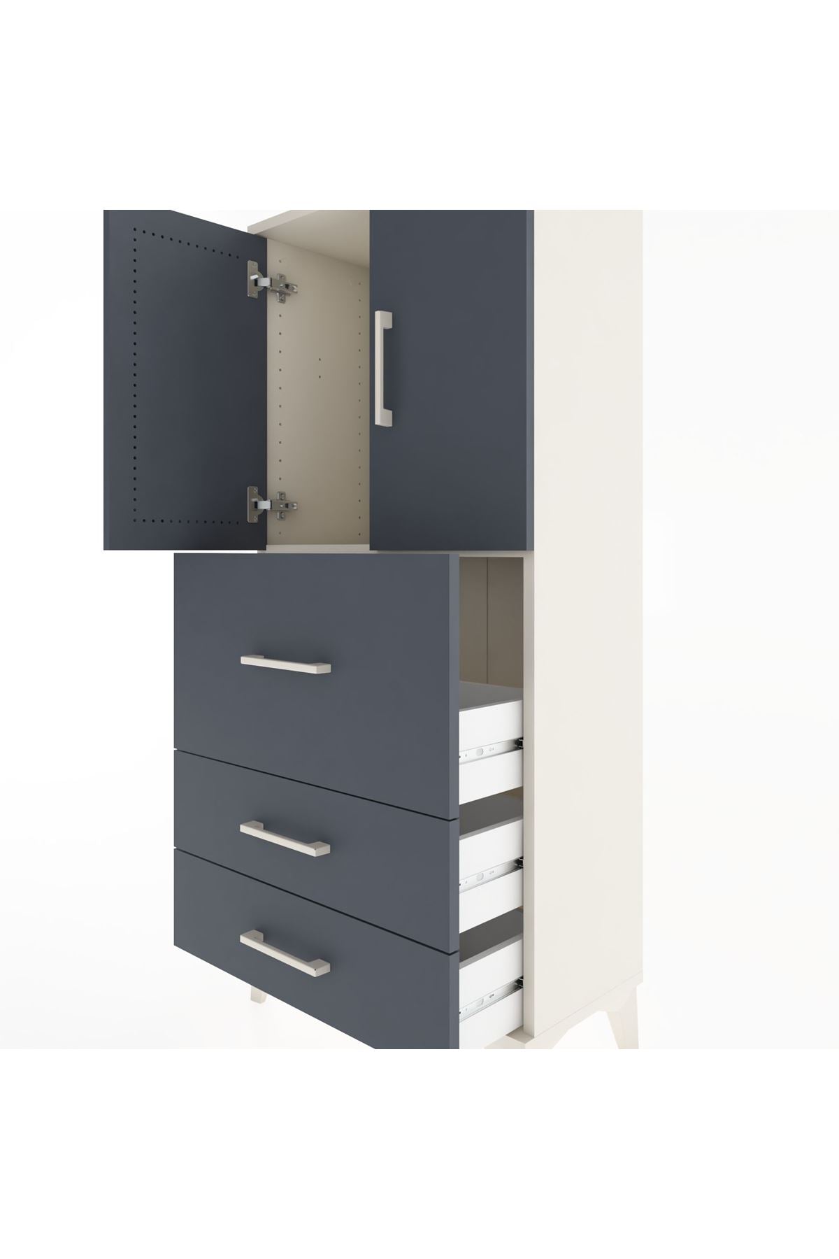 Hyperion Dolap Tek Raflı 3 Çekmeceli 2 Kapaklı 60x44x134 - S50M070V2B