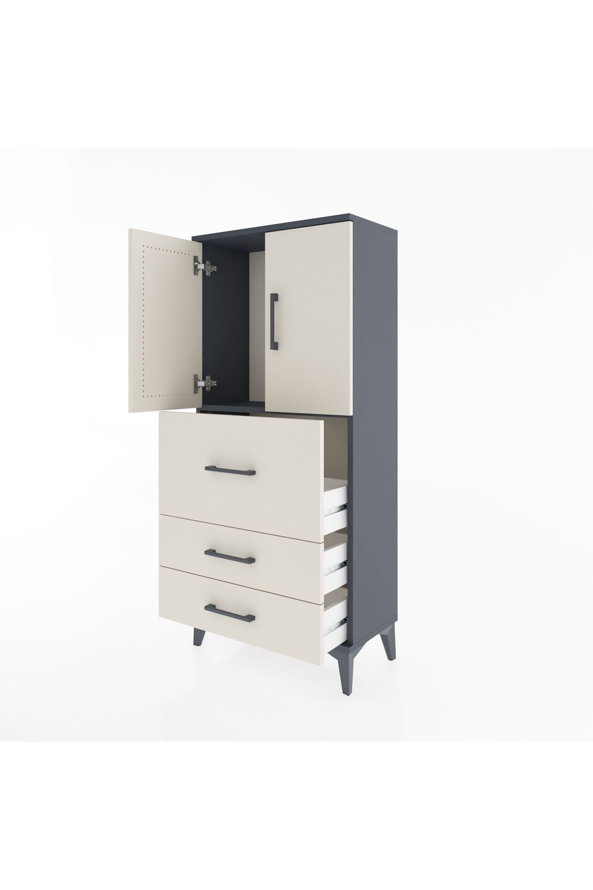 Hyperion Dolap Tek Raflı 3 Çekmeceli 2 Kapaklı 60x44x134 - S50M070V4B