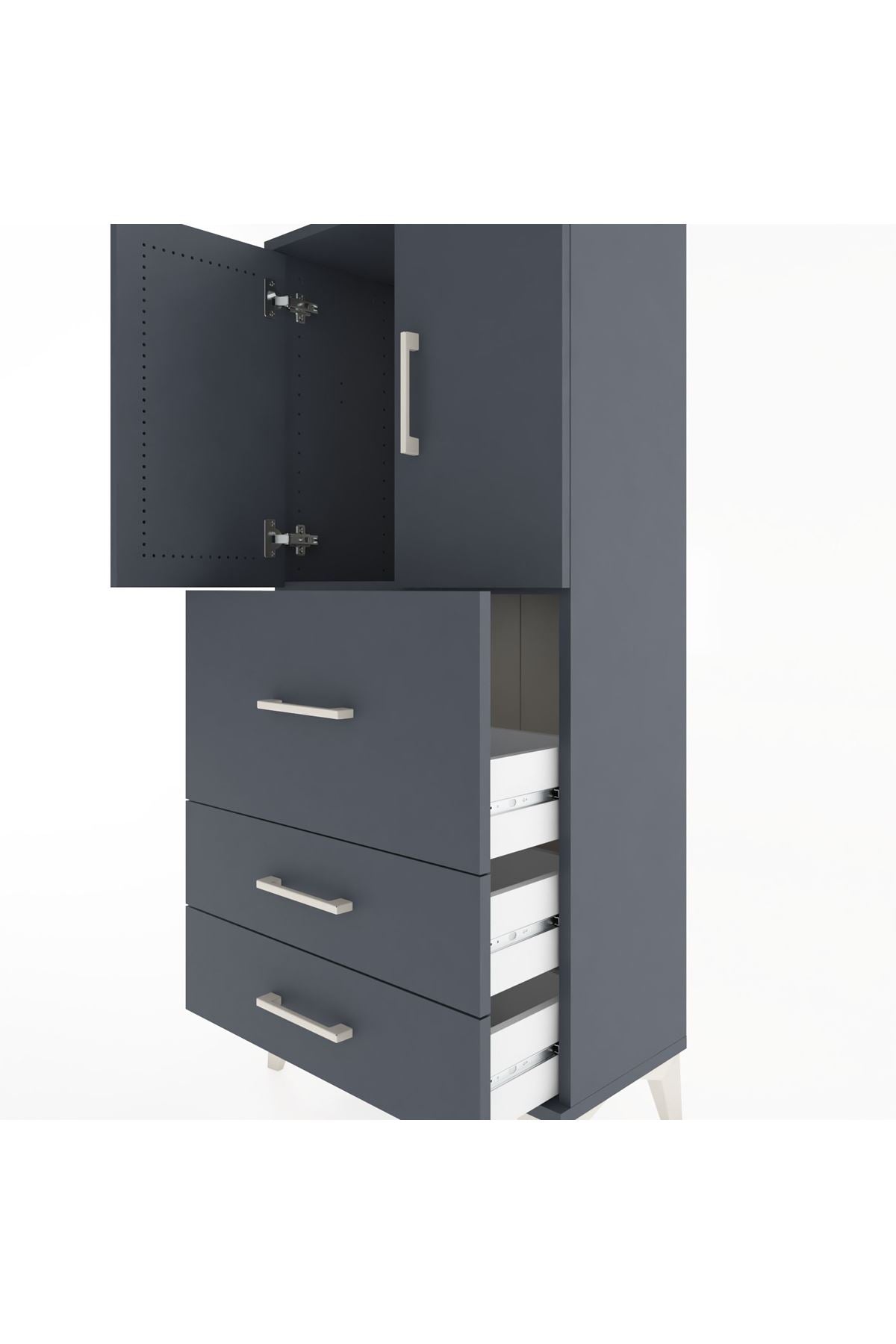 Hyperion Dolap Tek Raflı 3 Çekmeceli 2 Kapaklı 60x44x134 - S50M070V5B
