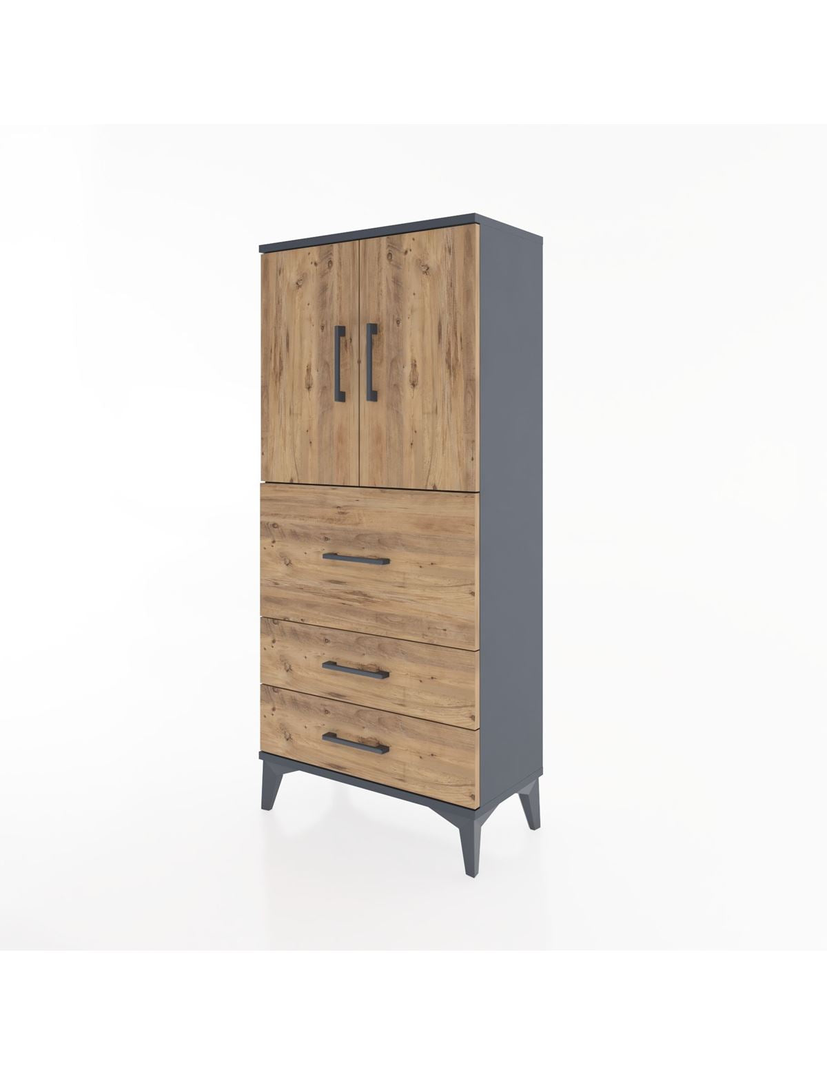Hyperion Dolap Tek Raflı 3 Çekmeceli 2 Kapaklı 60x44x134 - S50M070V6B