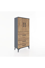 Hyperion Dolap Tek Raflı 3 Çekmeceli 2 Kapaklı 60x44x134 - S50M070V6B