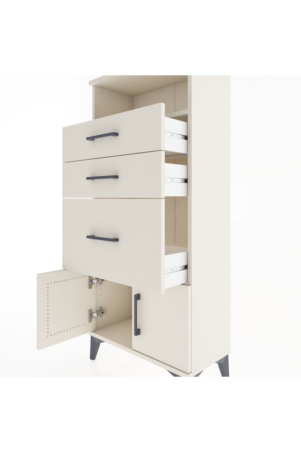 Hyperion Dolap Tek Raflı 3 Çekmeceli 2 Kapaklı 60x44x134 - S50M071V1B