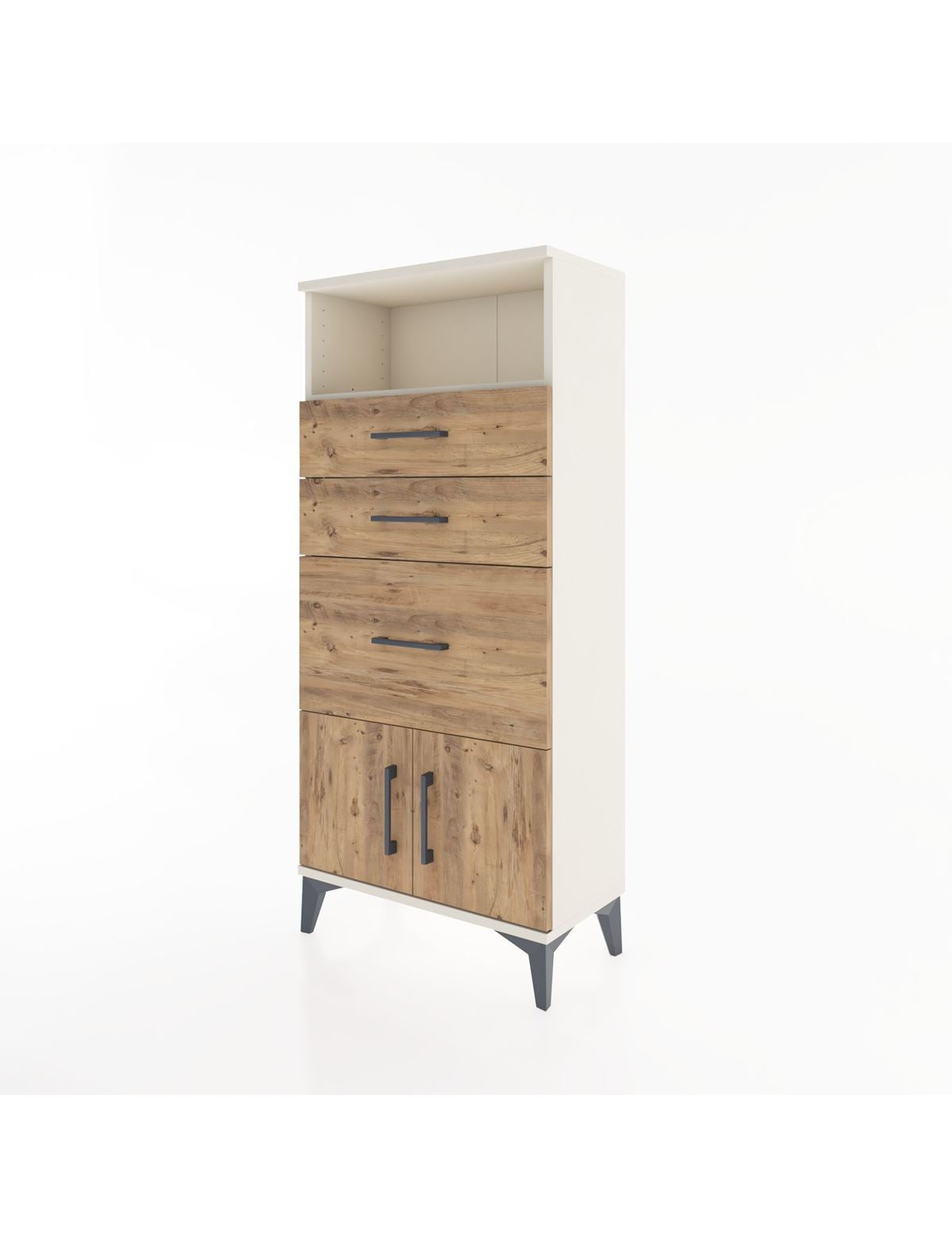 Hyperion Dolap Tek Raflı 3 Çekmeceli 2 Kapaklı 60x44x134 - S50M071V3B