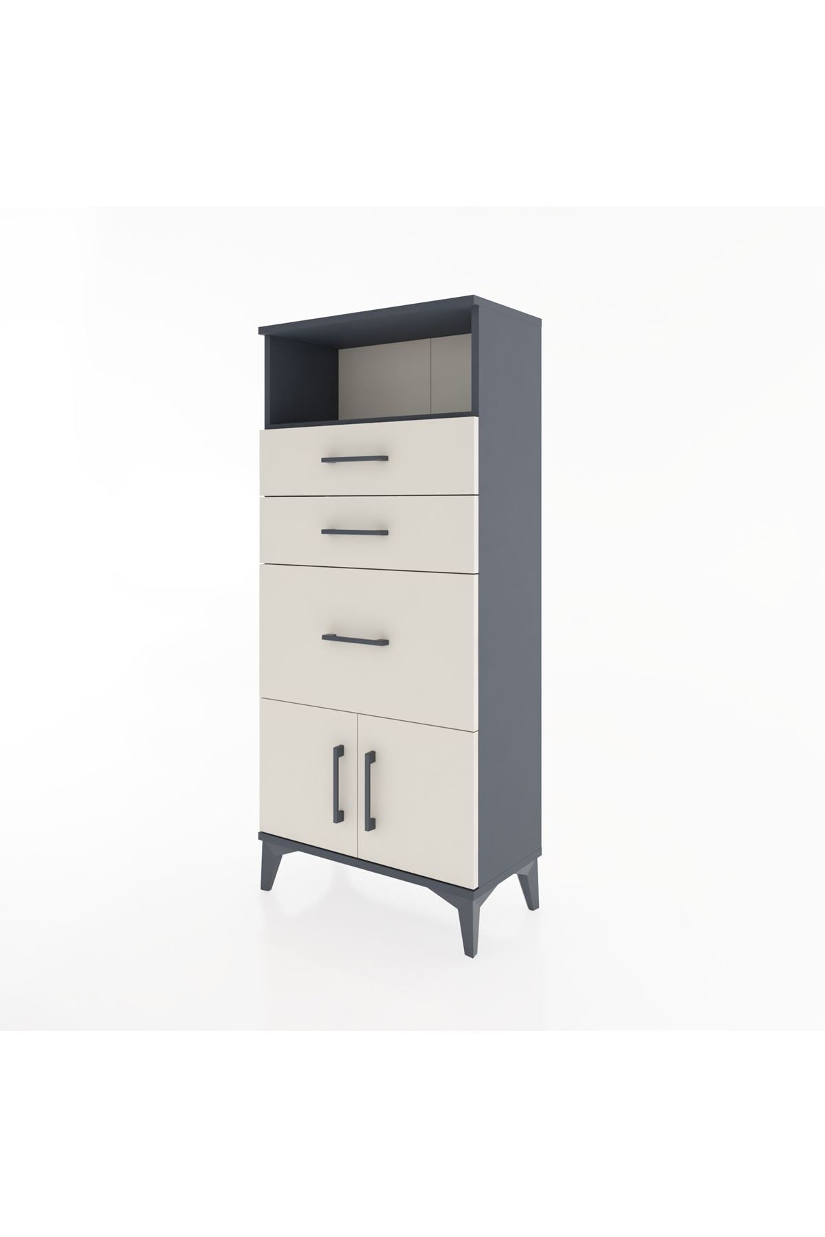 Hyperion Dolap Tek Raflı 3 Çekmeceli 2 Kapaklı 60x44x134 - S50M071V4B