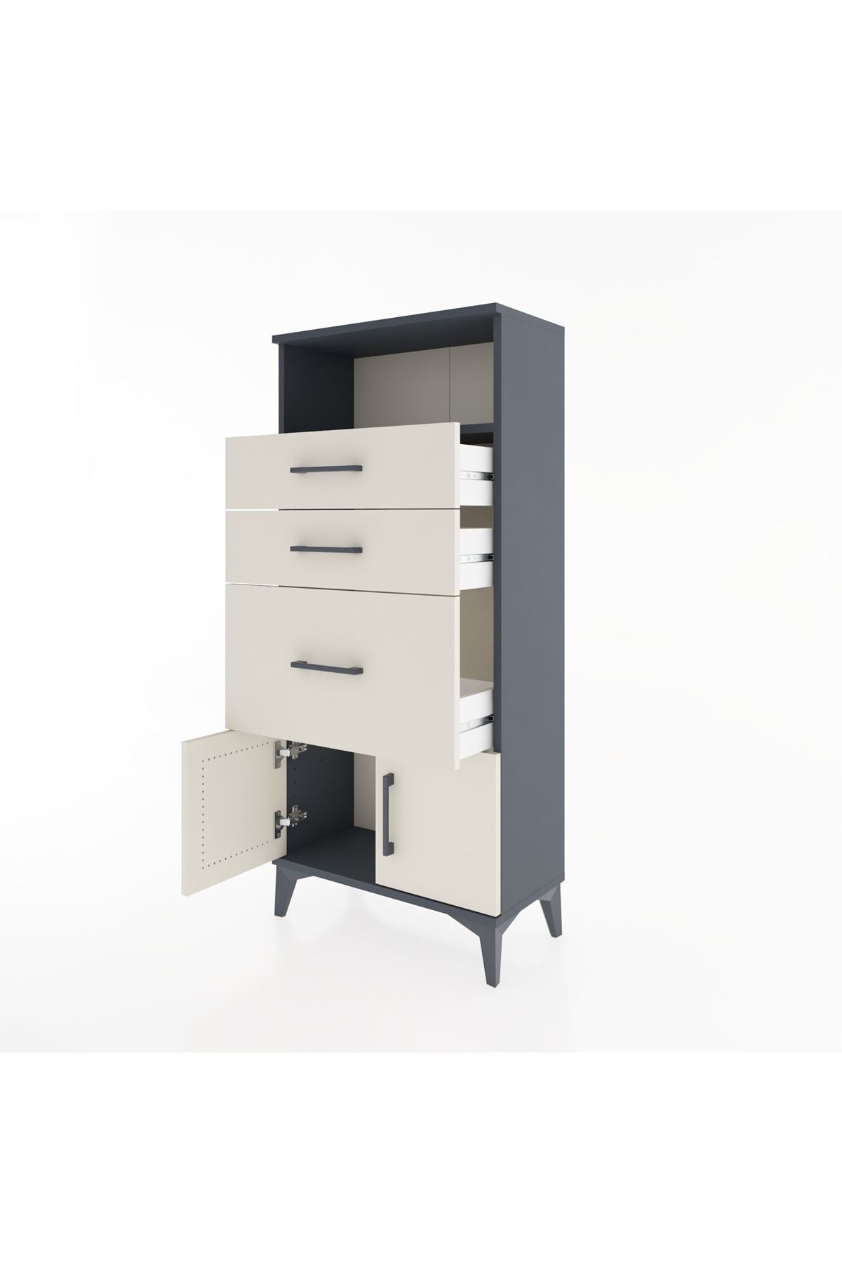 Hyperion Dolap Tek Raflı 3 Çekmeceli 2 Kapaklı 60x44x134 - S50M071V4B