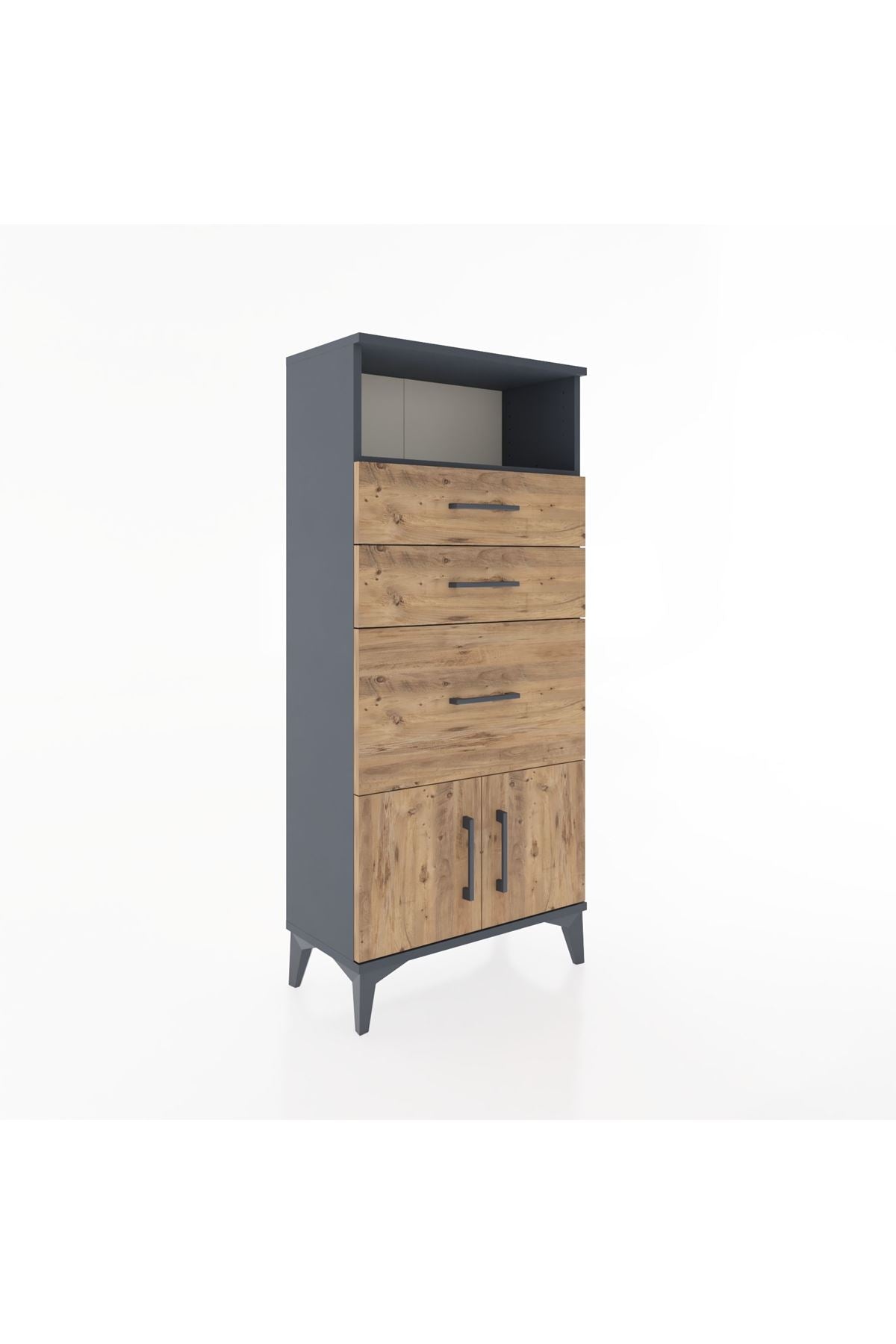 Hyperion Dolap Tek Raflı 3 Çekmeceli 2 Kapaklı 60x44x134 - S50M071V6B