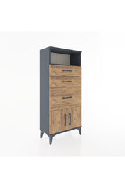 Hyperion Dolap Tek Raflı 3 Çekmeceli 2 Kapaklı 60x44x134 - S50M071V6B