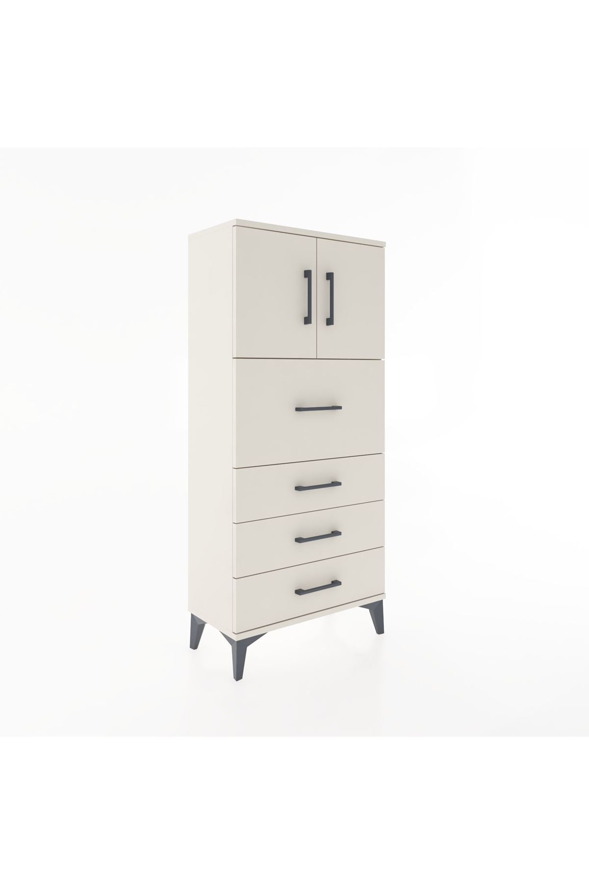 Hyperion Dolap Tek Raflı 4 Çekmeceli 2 Kapaklı 60x44x134 - S50M072V1B