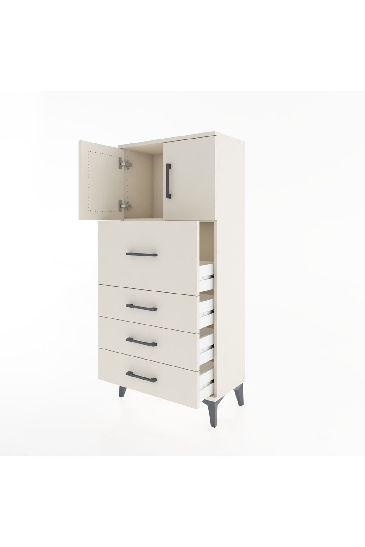 Hyperion Dolap Tek Raflı 4 Çekmeceli 2 Kapaklı 60x44x134 - S50M072V1B