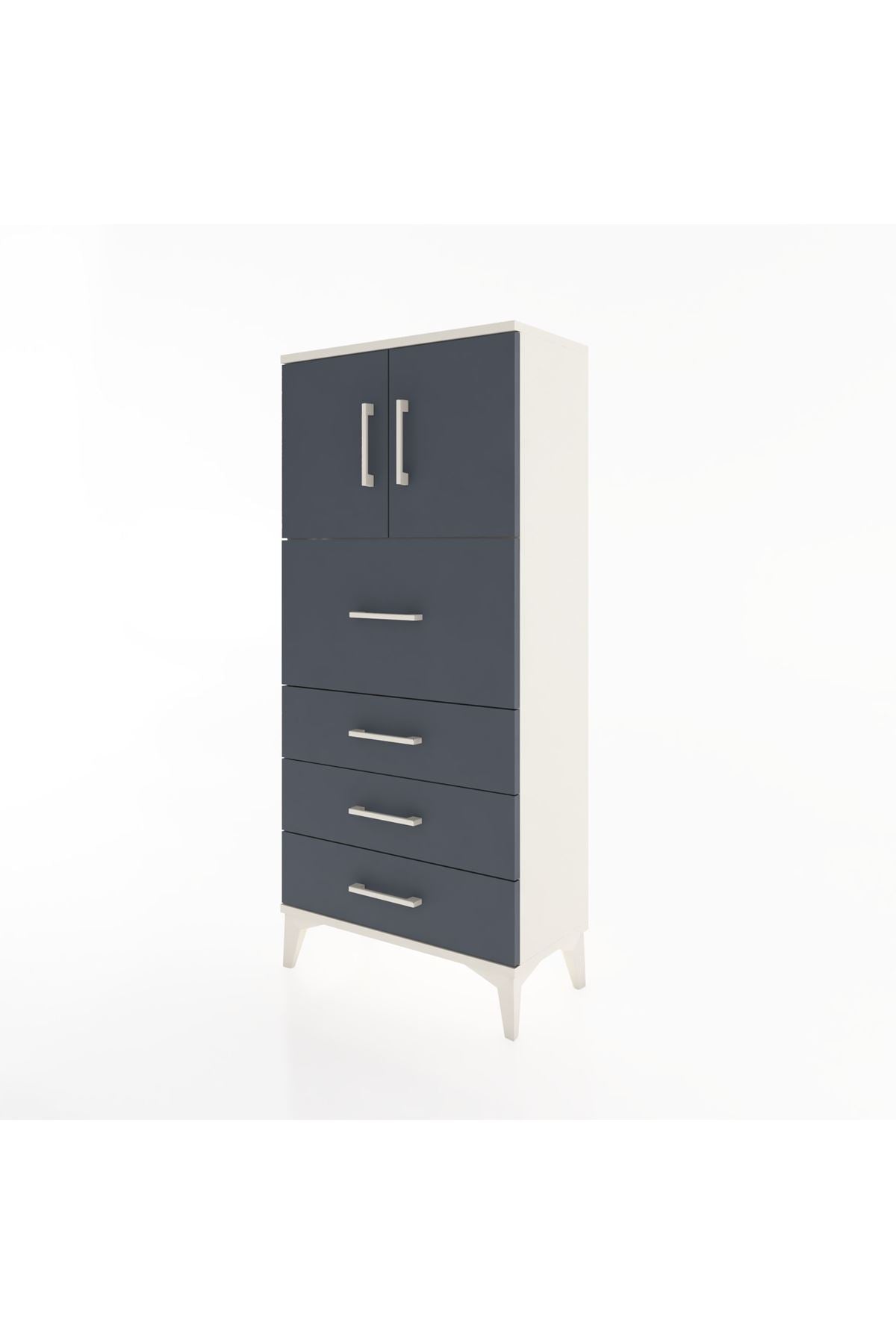 Hyperion Dolap Tek Raflı 4 Çekmeceli 2 Kapaklı 60x44x134 - S50M072V2B