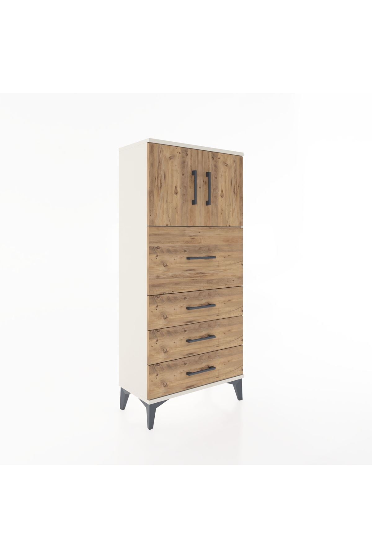 Hyperion Dolap Tek Raflı 4 Çekmeceli 2 Kapaklı 60x44x134 - S50M072V3B