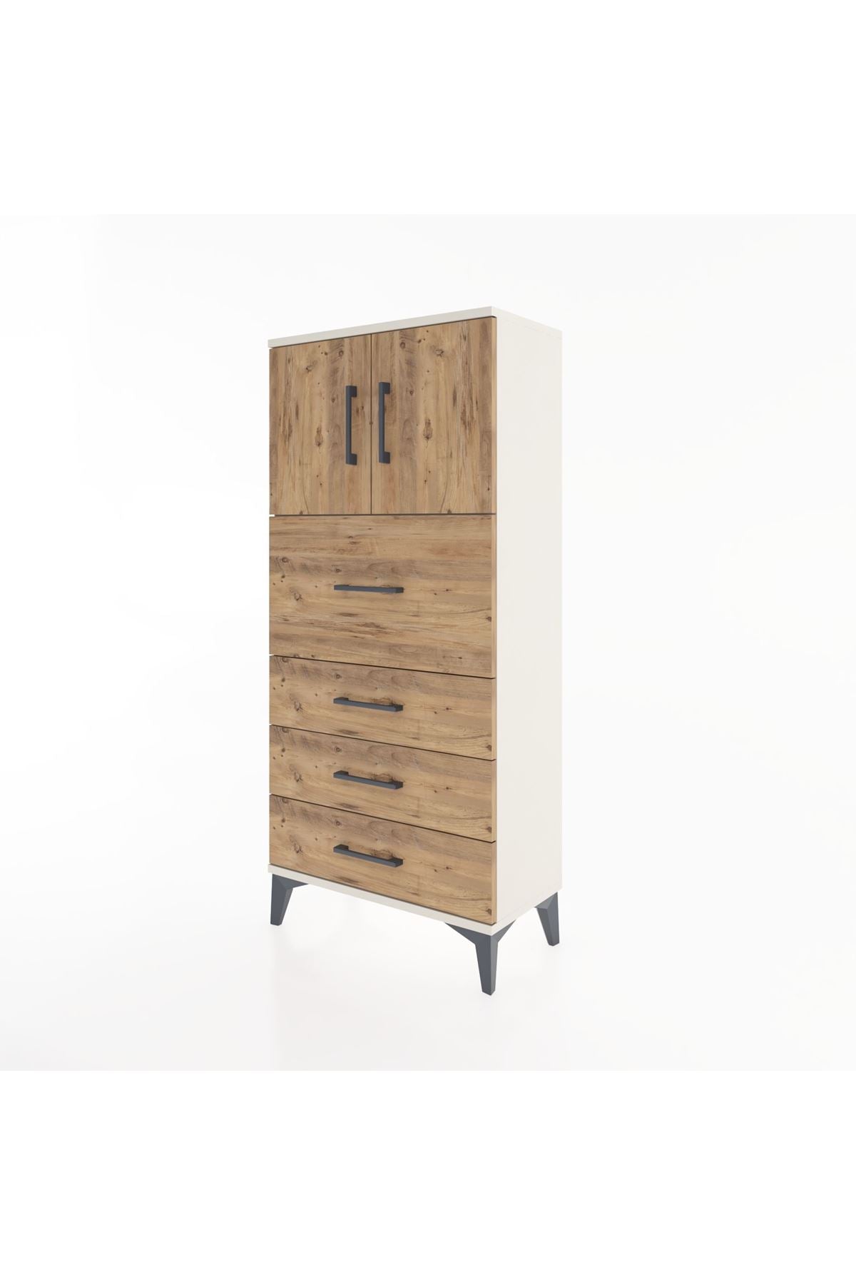 Hyperion Dolap Tek Raflı 4 Çekmeceli 2 Kapaklı 60x44x134 - S50M072V3B