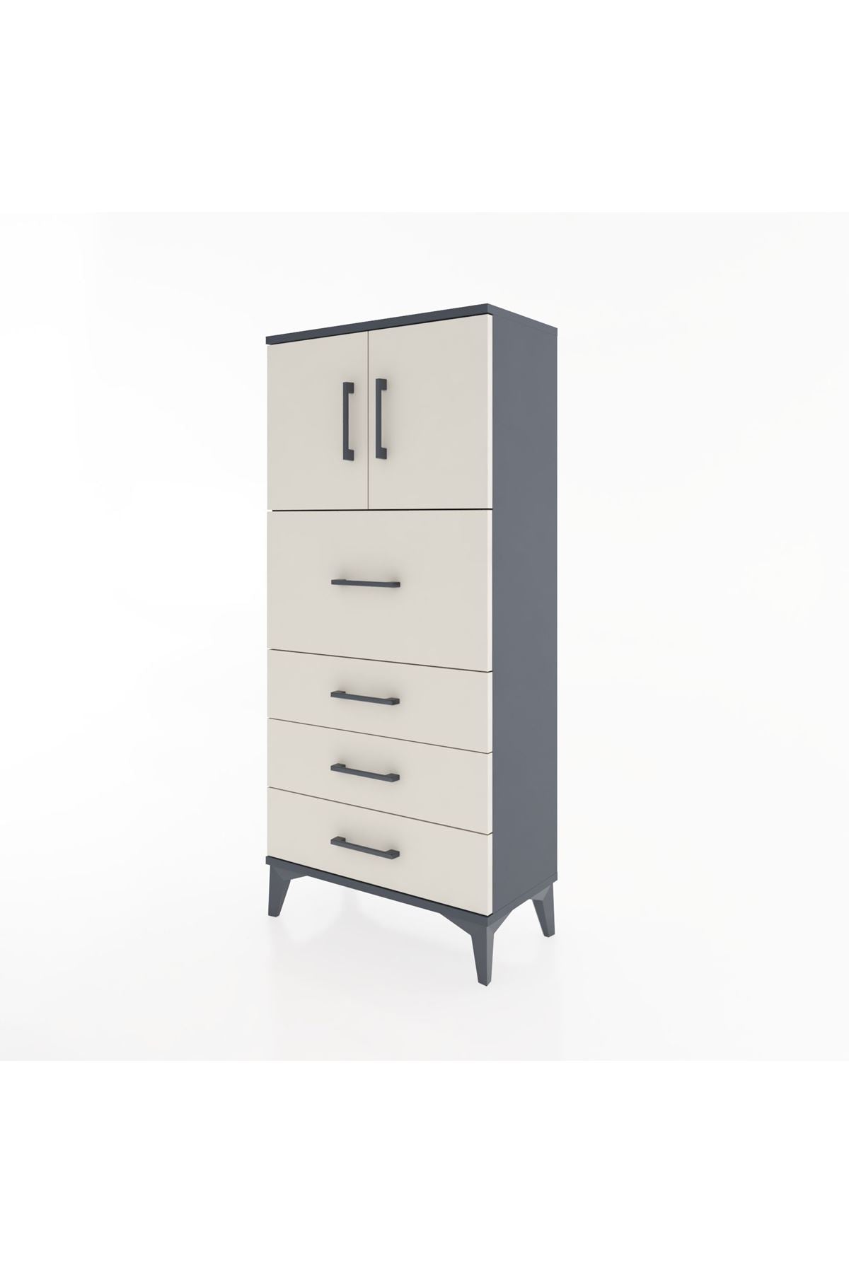Hyperion Dolap Tek Raflı 4 Çekmeceli 2 Kapaklı 60x44x134 - S50M072V4B