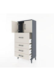 Hyperion Dolap Tek Raflı 4 Çekmeceli 2 Kapaklı 60x44x134 - S50M072V4B