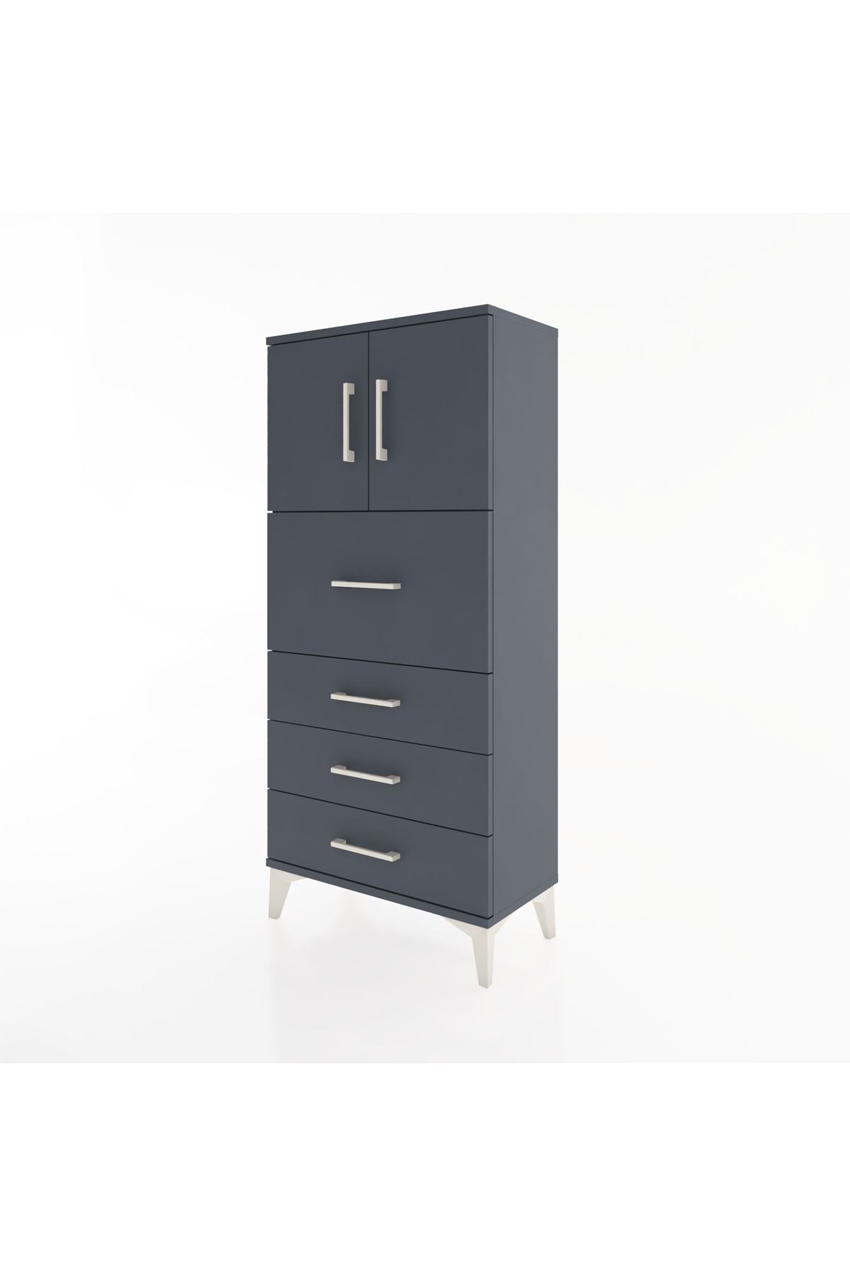 Hyperion Dolap Tek Raflı 4 Çekmeceli 2 Kapaklı 60x44x134 - S50M072V5B