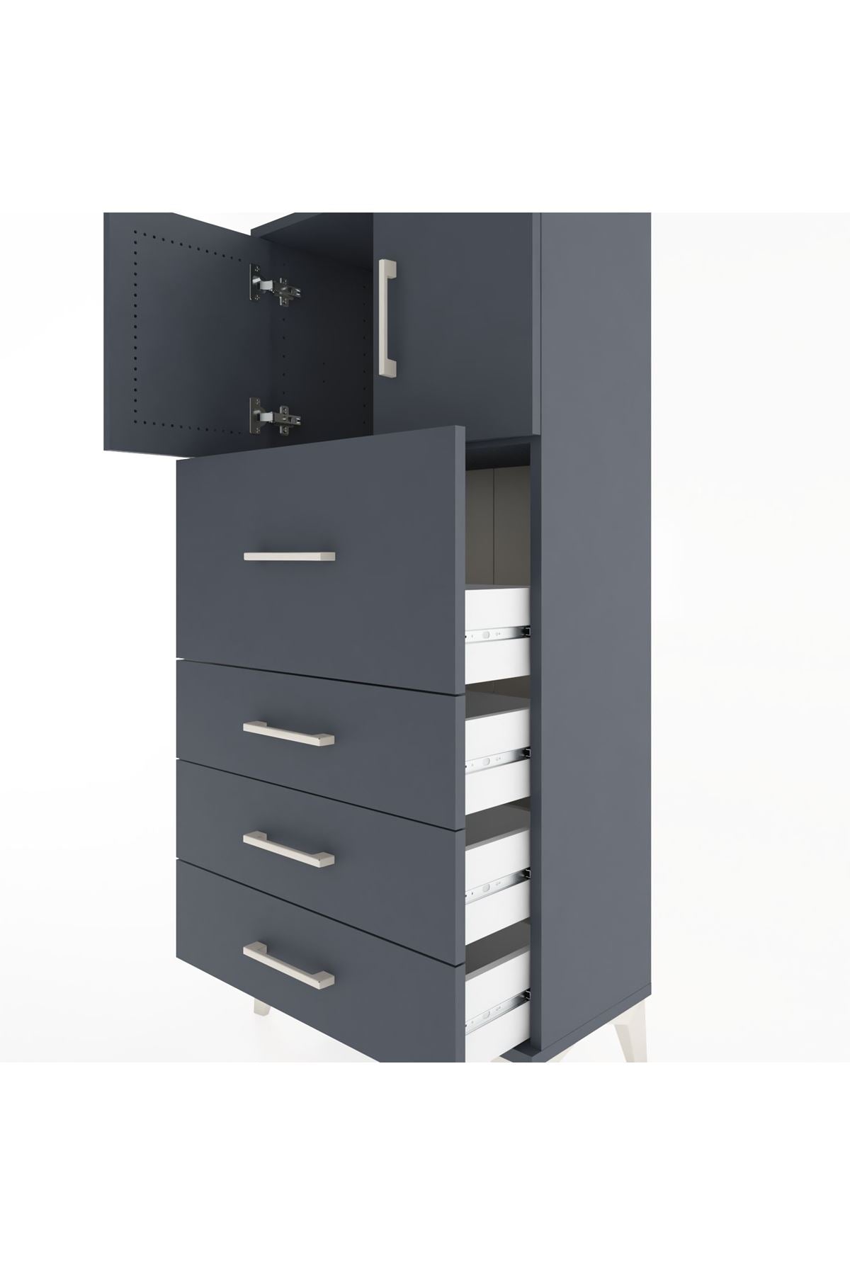Hyperion Dolap Tek Raflı 4 Çekmeceli 2 Kapaklı 60x44x134 - S50M072V5B