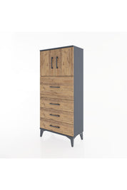 Hyperion Dolap Tek Raflı 4 Çekmeceli 2 Kapaklı 60x44x134 - S50M072V6B