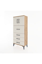 Hyperion Dolap Tek Raflı 4 Çekmeceli 2 Kapaklı 60x44x134 - S50M072V7B