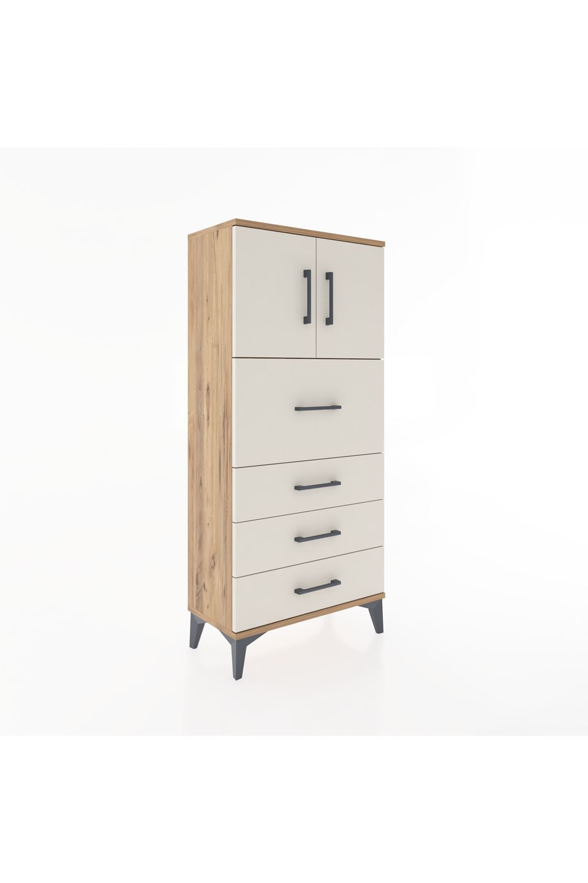 Hyperion Dolap Tek Raflı 4 Çekmeceli 2 Kapaklı 60x44x134 - S50M072V7B