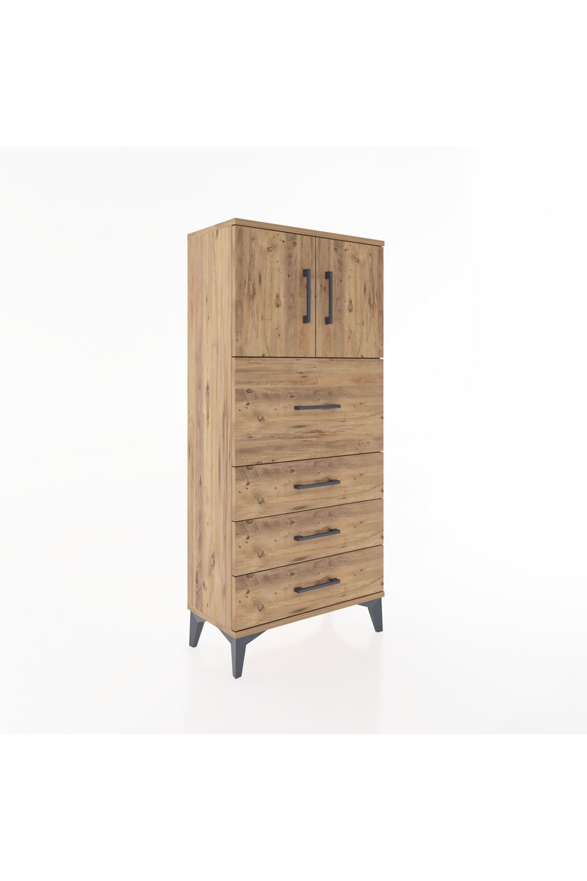 Hyperion Dolap Tek Raflı 4 Çekmeceli 2 Kapaklı 60x44x134 - S50M072V9B