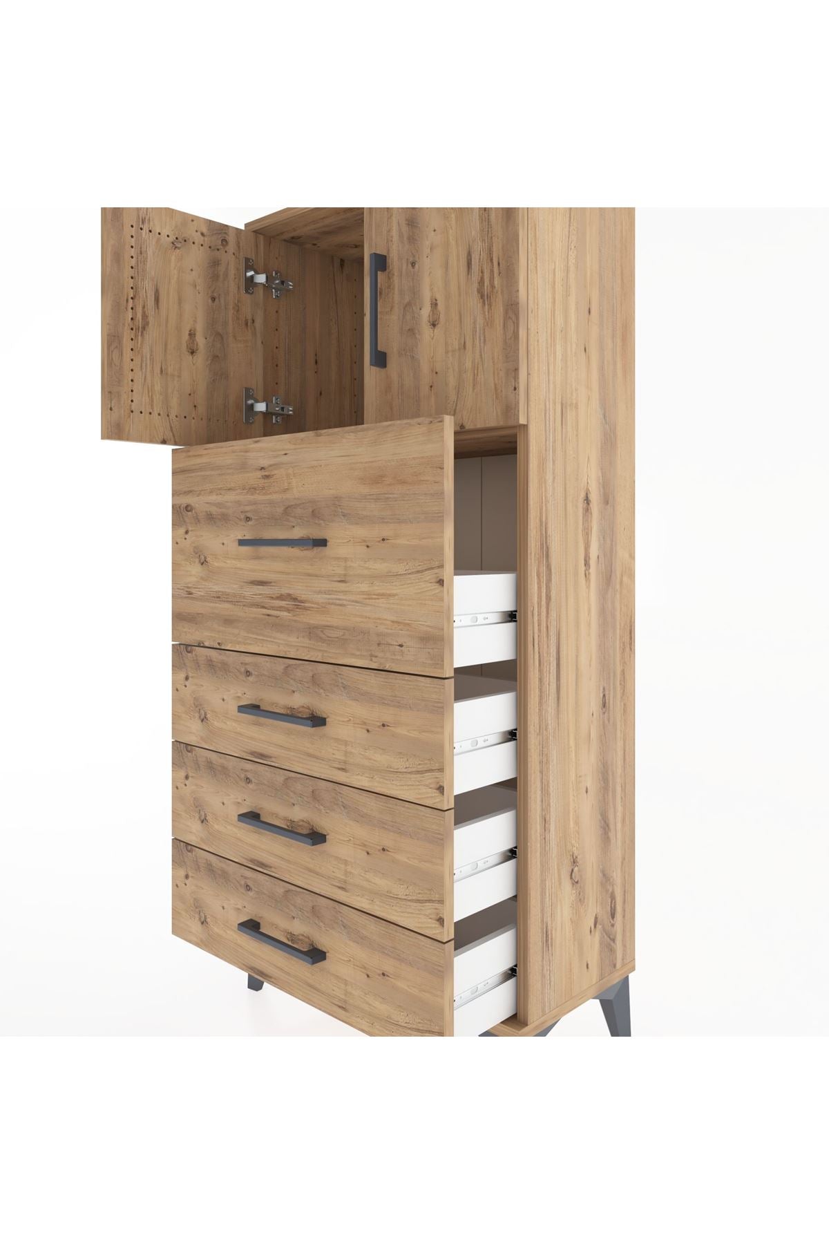 Hyperion Dolap Tek Raflı 4 Çekmeceli 2 Kapaklı 60x44x134 - S50M072V9B